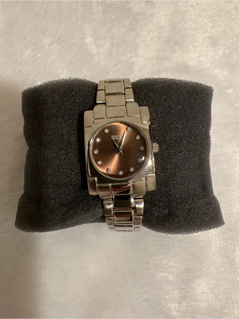 Kenneth Cole Reaction Silver Bracelet Watch with Brown Sunburst Dial